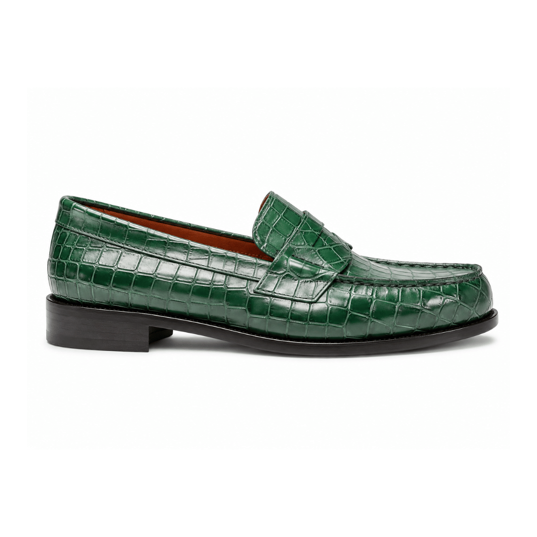 MOCASSINS LUXE CROCODILE – VERT