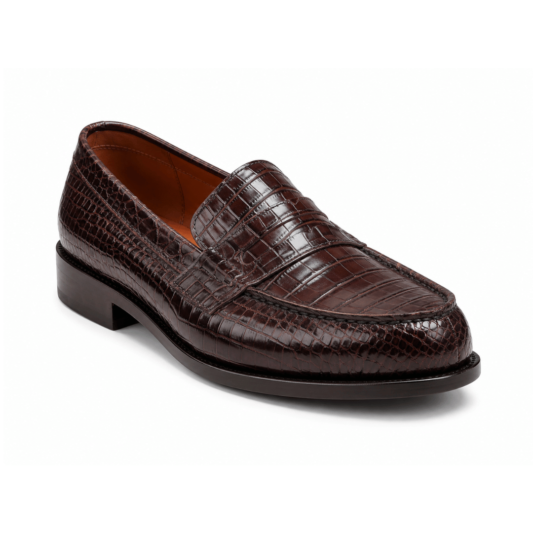 MOCASSINS LUXE CROCODILE – MARRON CAFÉ