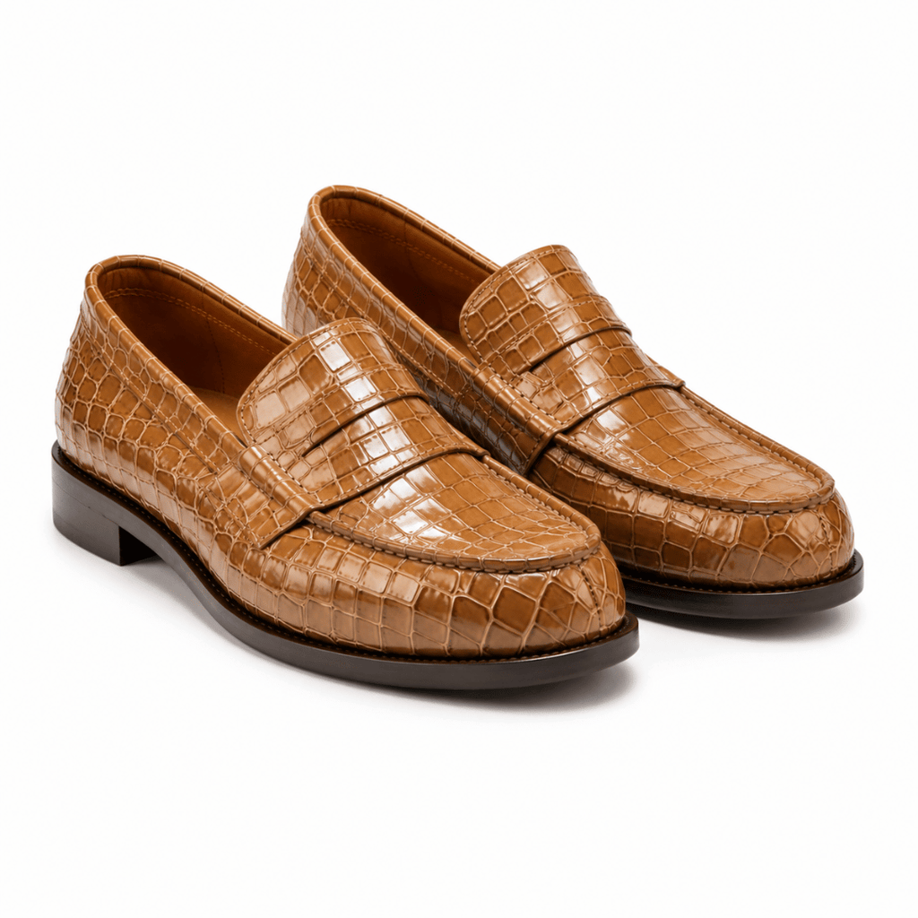 MOCASSINS LUXE CROCODILE – MARRON COGNAC