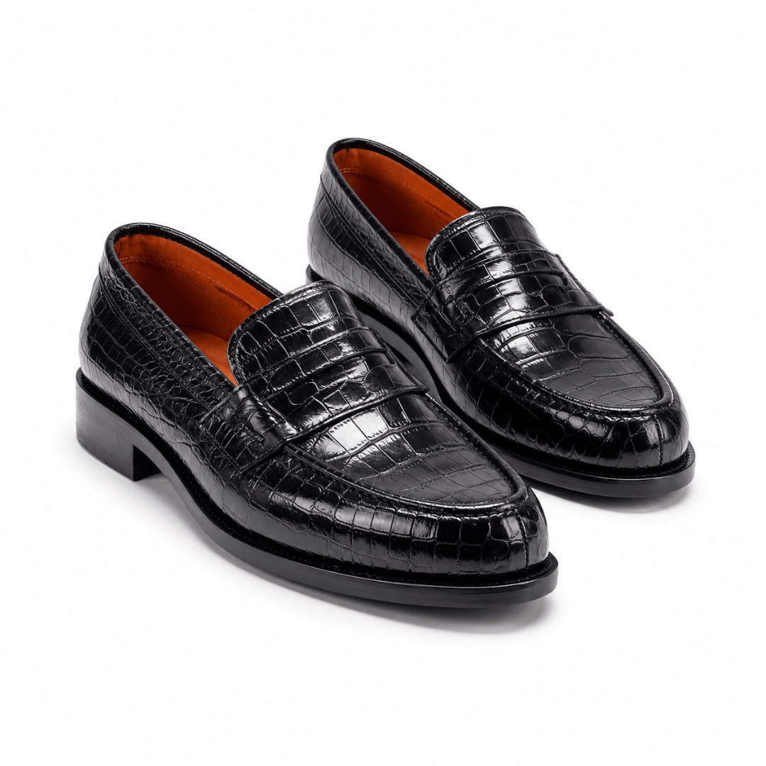 MOCASSINS LUXE CROCODILE – NOIR