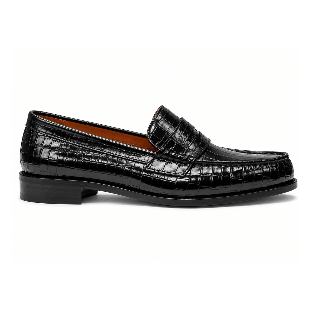 MOCASSINS LUXE CROCODILE – NOIR