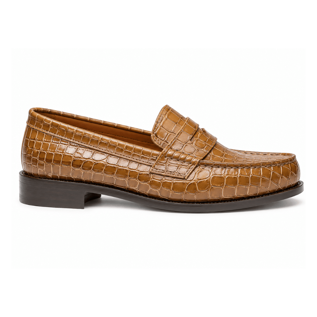 MOCASSINS LUXE CROCODILE – MARRON COGNAC