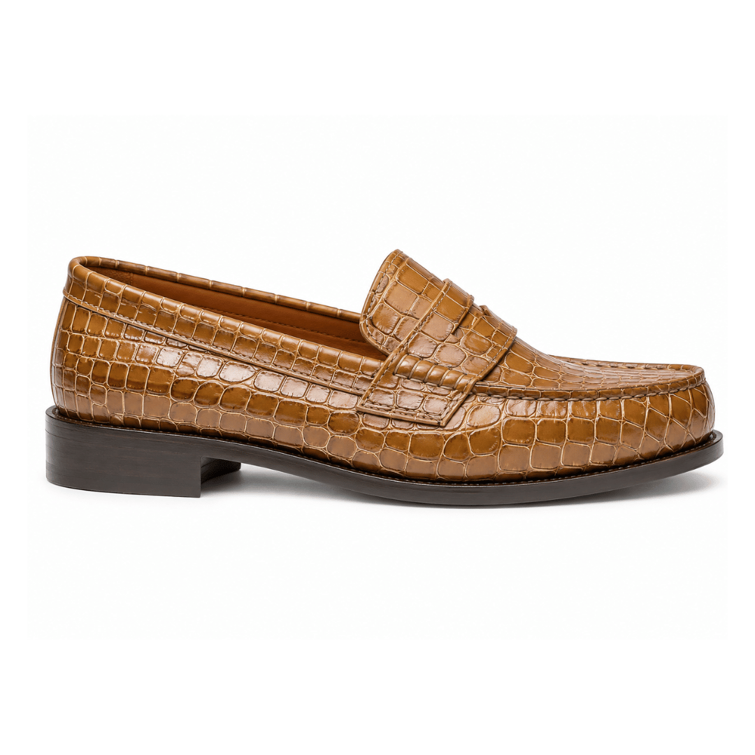 MOCASSINS LUXE CROCODILE – MARRON COGNAC