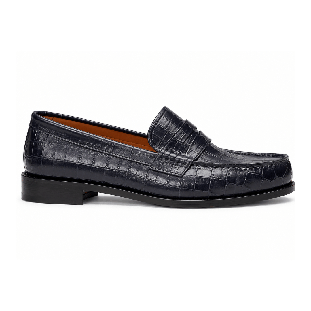 MOCASSINS LUXE CROCODILE – BLEU MARINE