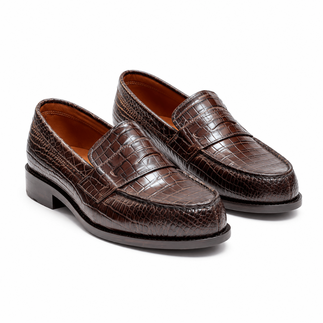 MOCASSINS LUXE CROCODILE – MARRON CAFÉ